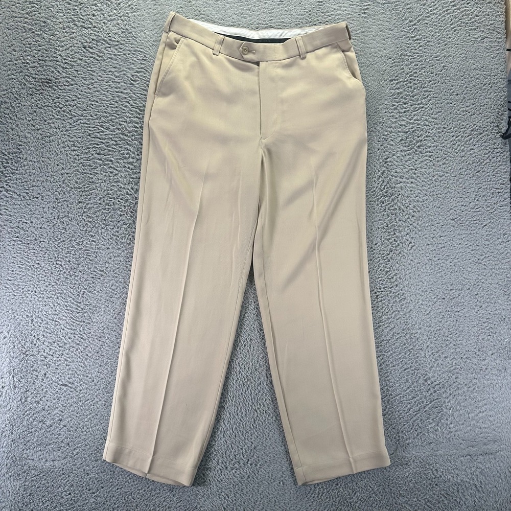 Alfani Pant Mens 34x30 Beige Polyester Dress Straight Leg Business Formal Career